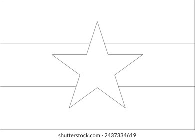 Myanmar flag - thin black vector outline wireframe isolated on white background. Ready for colouring.