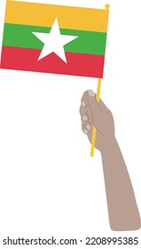 Myanmar Flagge, handgezeichnet, myanma kyat, handgezeichnet