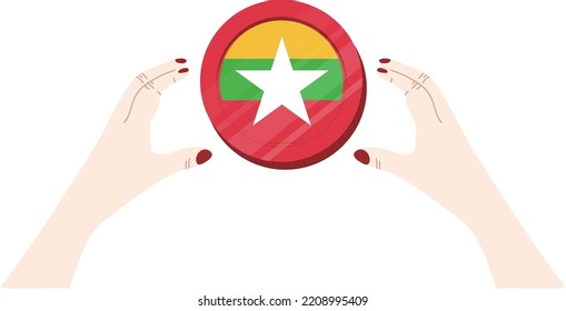 Myanmar Flagge, handgezeichnet, myanma kyat, handgezeichnet