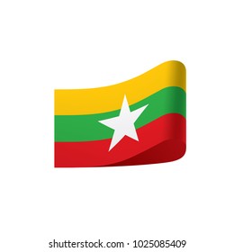 Myanmar flag, vector illustration on a white background