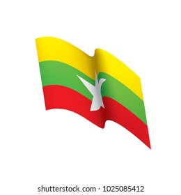 Myanmar flag, vector illustration on a white background