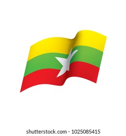 Myanmar flag, vector illustration on a white background