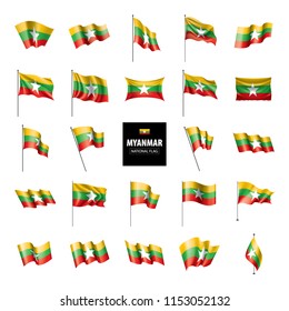 Myanmar flag, vector illustration on a white background