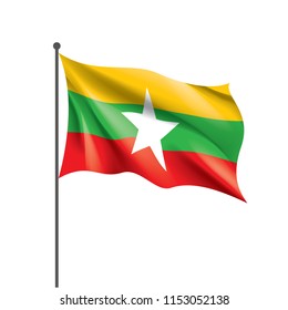 Myanmar flag, vector illustration on a white background