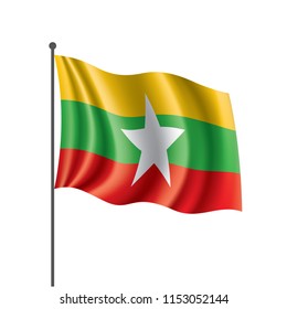 Myanmar flag, vector illustration on a white background