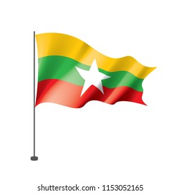 Myanmar flag, vector illustration on a white background