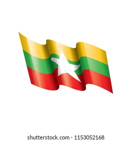 Myanmar flag, vector illustration on a white background