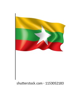 Myanmar flag, vector illustration on a white background
