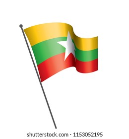 Myanmar flag, vector illustration on a white background