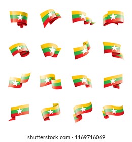 Myanmar flag, vector illustration on a white background