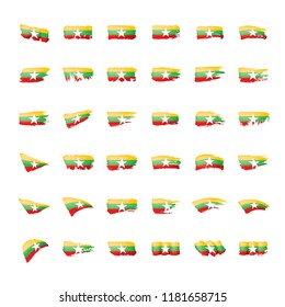 Myanmar flag, vector illustration on a white background.