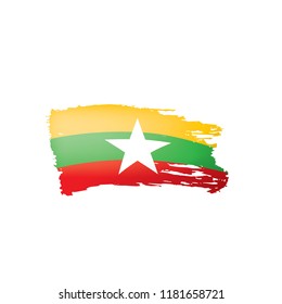Myanmar flag, vector illustration on a white background.