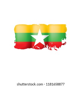 Myanmar flag, vector illustration on a white background.