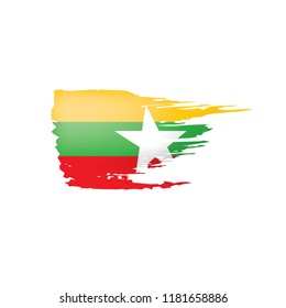 Myanmar flag, vector illustration on a white background.