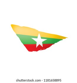 Myanmar flag, vector illustration on a white background.