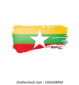 Myanmar flag, vector illustration on a white background.