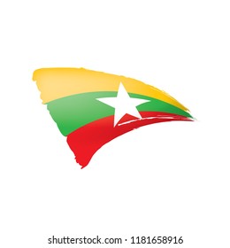 Myanmar flag, vector illustration on a white background.