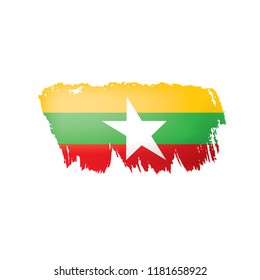 Myanmar flag, vector illustration on a white background.