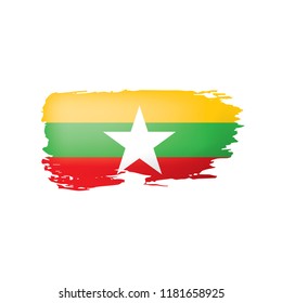 Myanmar flag, vector illustration on a white background.