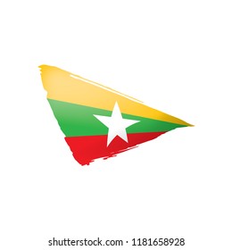 Myanmar flag, vector illustration on a white background.