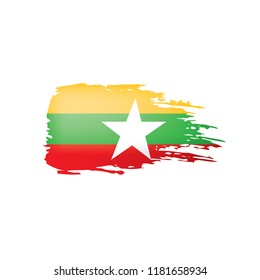 Myanmar flag, vector illustration on a white background.