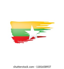 Myanmar flag, vector illustration on a white background.