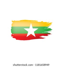 Myanmar flag, vector illustration on a white background.