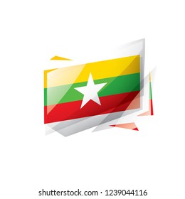 Myanmar flag, vector illustration on a white background