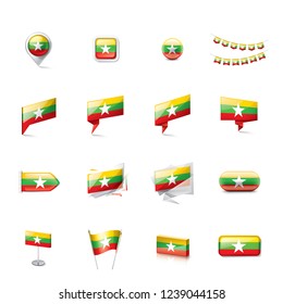 Myanmar flag, vector illustration on a white background