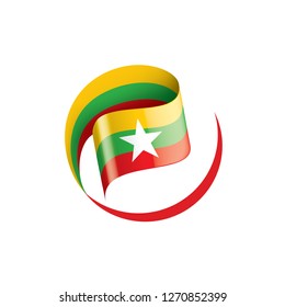 Myanmar flag, vector illustration on a white background