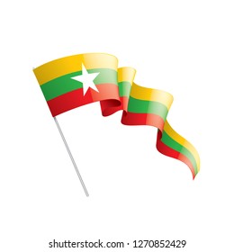 Myanmar flag, vector illustration on a white background