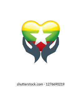 Myanmar flag, vector illustration on a white background
