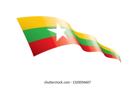 Myanmar flag, vector illustration on a white background