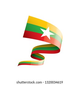 Myanmar flag, vector illustration on a white background