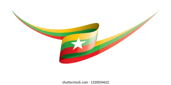 Myanmar flag, vector illustration on a white background