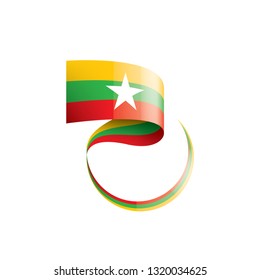Myanmar flag, vector illustration on a white background