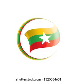 Myanmar flag, vector illustration on a white background
