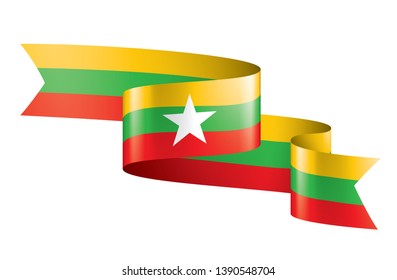 Myanmar flag, vector illustration on a white background