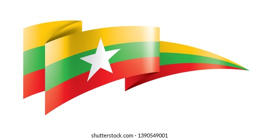 Myanmar flag, vector illustration on a white background