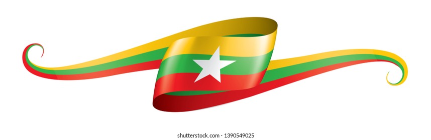 Myanmar flag, vector illustration on a white background