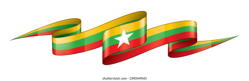 Myanmar flag, vector illustration on a white background