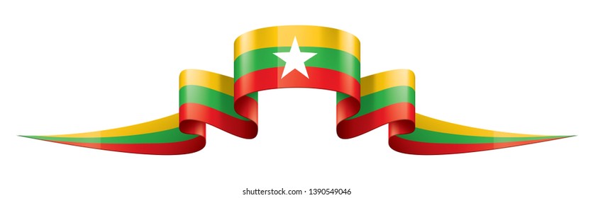 Myanmar flag, vector illustration on a white background