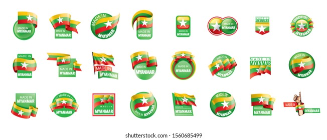 Myanmar flag, vector illustration on a white background