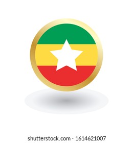 Myanmar Flag Vector Round Icon, can be used for independence or other events
