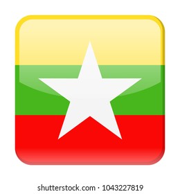 Myanmar Flag Vector Square Icon - Illustration
