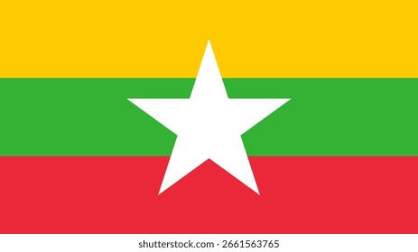 Flagge von Myanmar mit leuchtenden Farben, die die nationale Identität repräsentieren