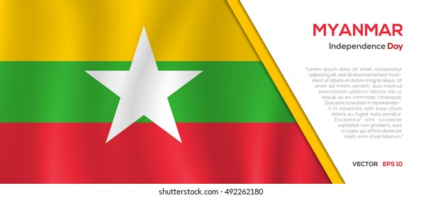 Myanmar flag waving vector illustration