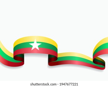Myanmar flag wavy abstract background. Vector illustration.