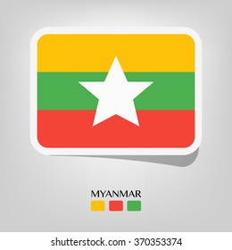 Myanmar flag,vector sticker style