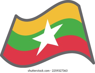 Myanmar fluttering national flag illustration vector material